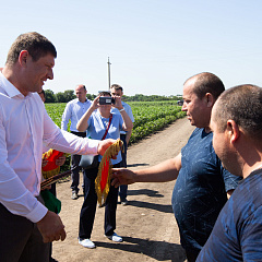 Мэр Краснодара Андрей Алексеенко посетил учхоз «Кубань» во время жатвы